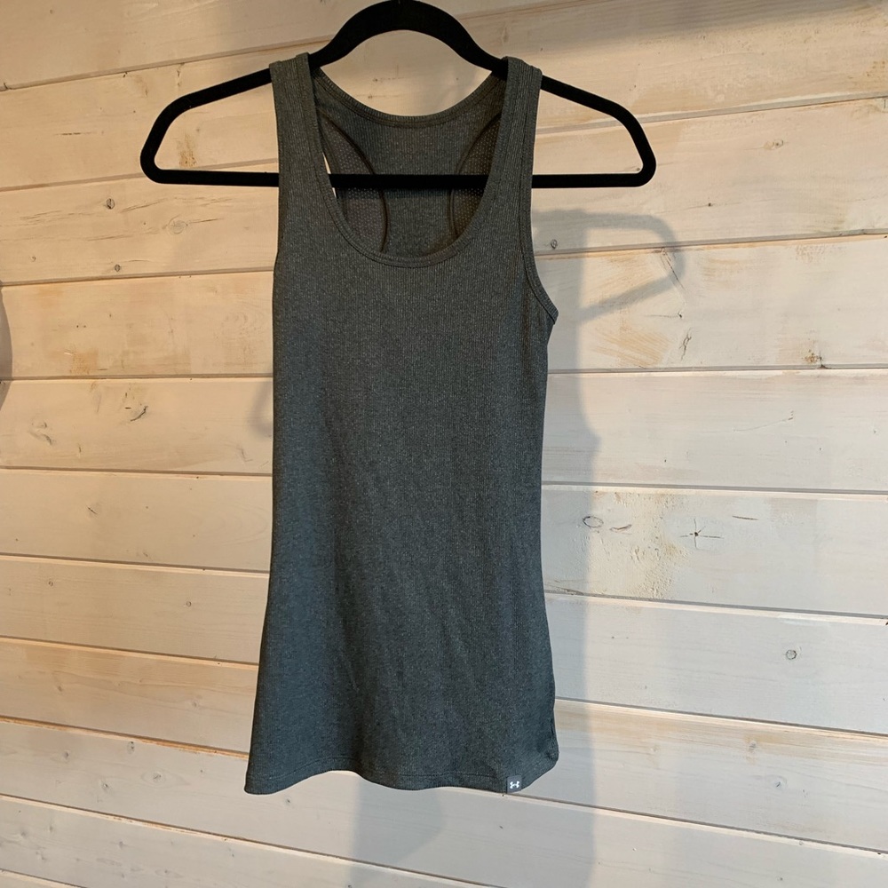 Under Armour | Grey Women’s Tech Victory Ribbed Racerback Tank - Picture 2 of 9